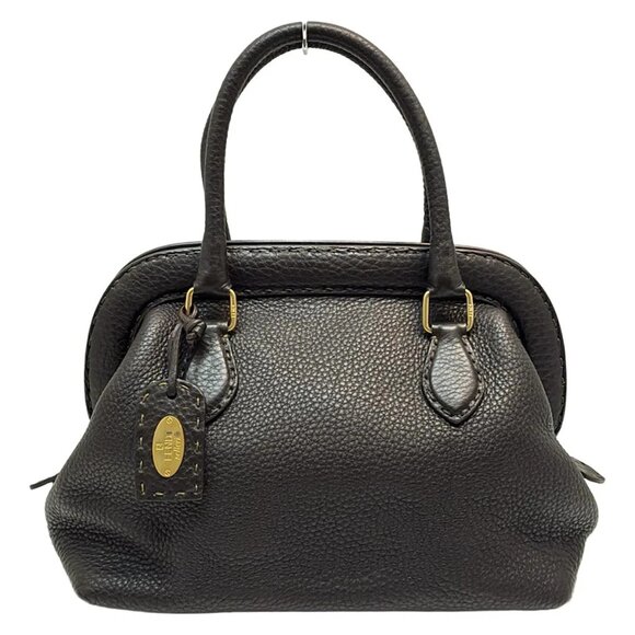 FENDI Selleria  Dark Brown Leather Handbag 360-082925 - Picture 1 of 8